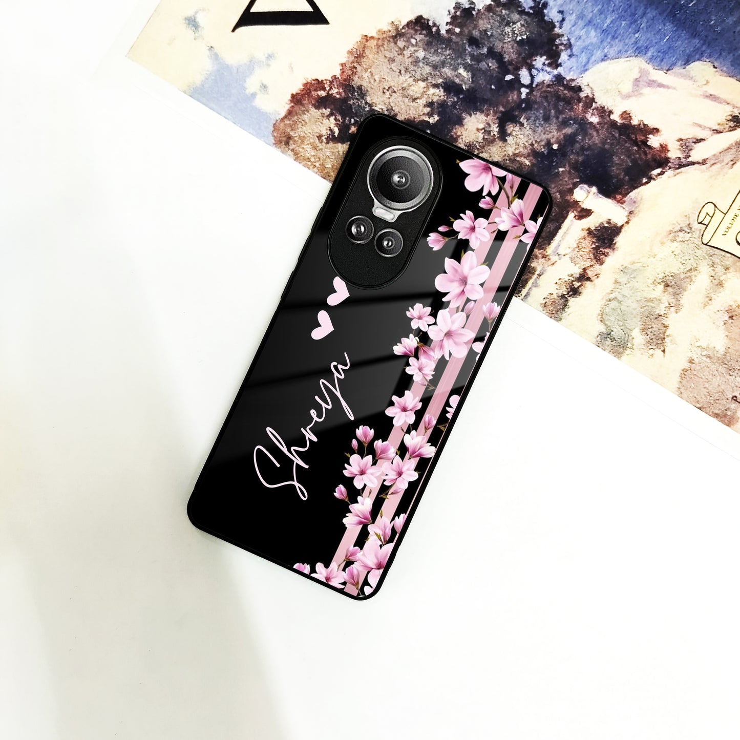 Pink Floral Glossy Metal Case Cover For Oppo - ShopOnCliQ