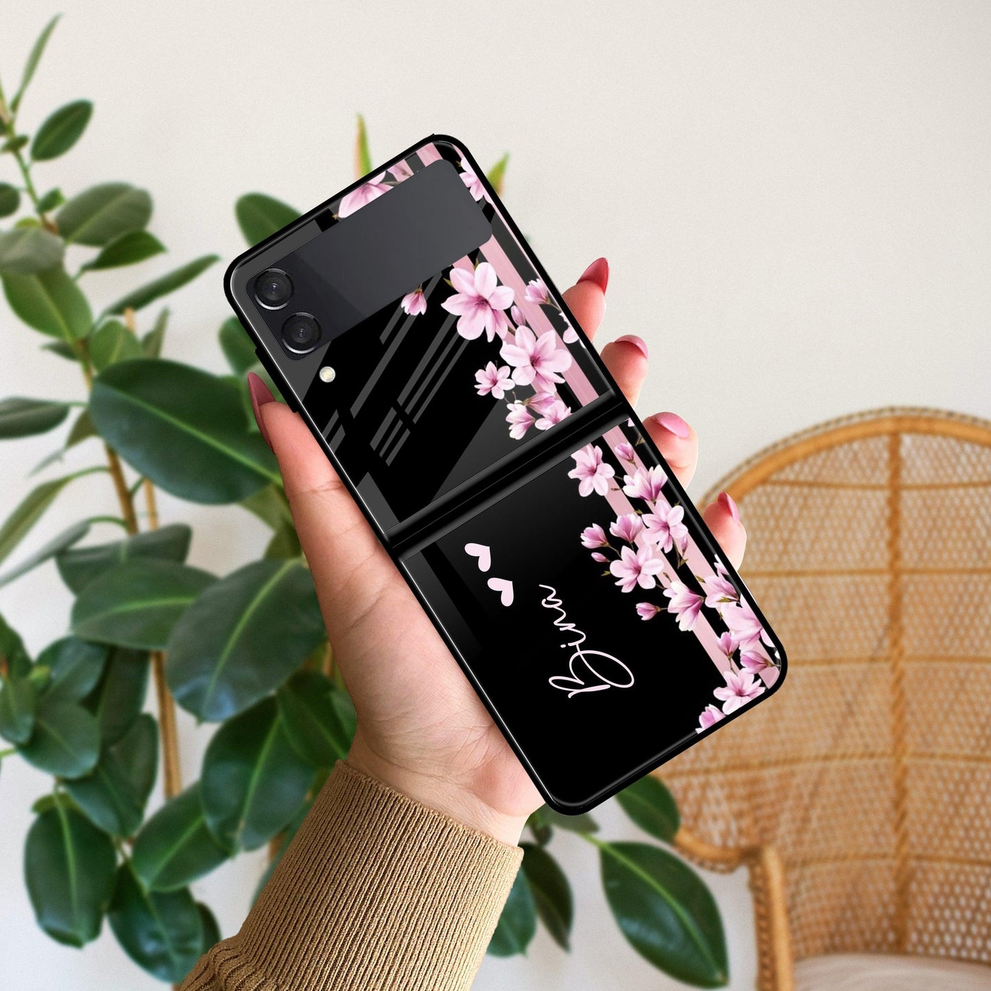Pink Floral Customize Metal Case Cover For Samsung