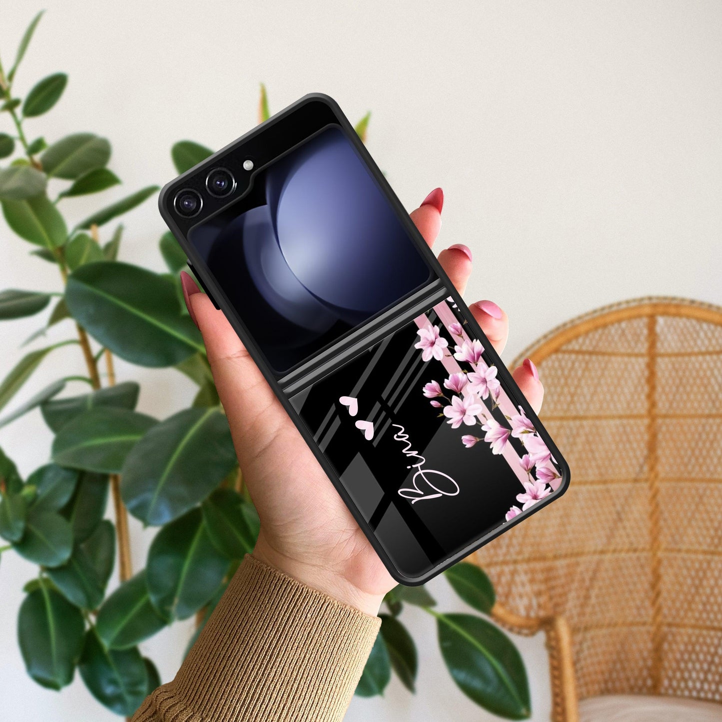 Pink Floral Customize Metal Case Cover For Samsung