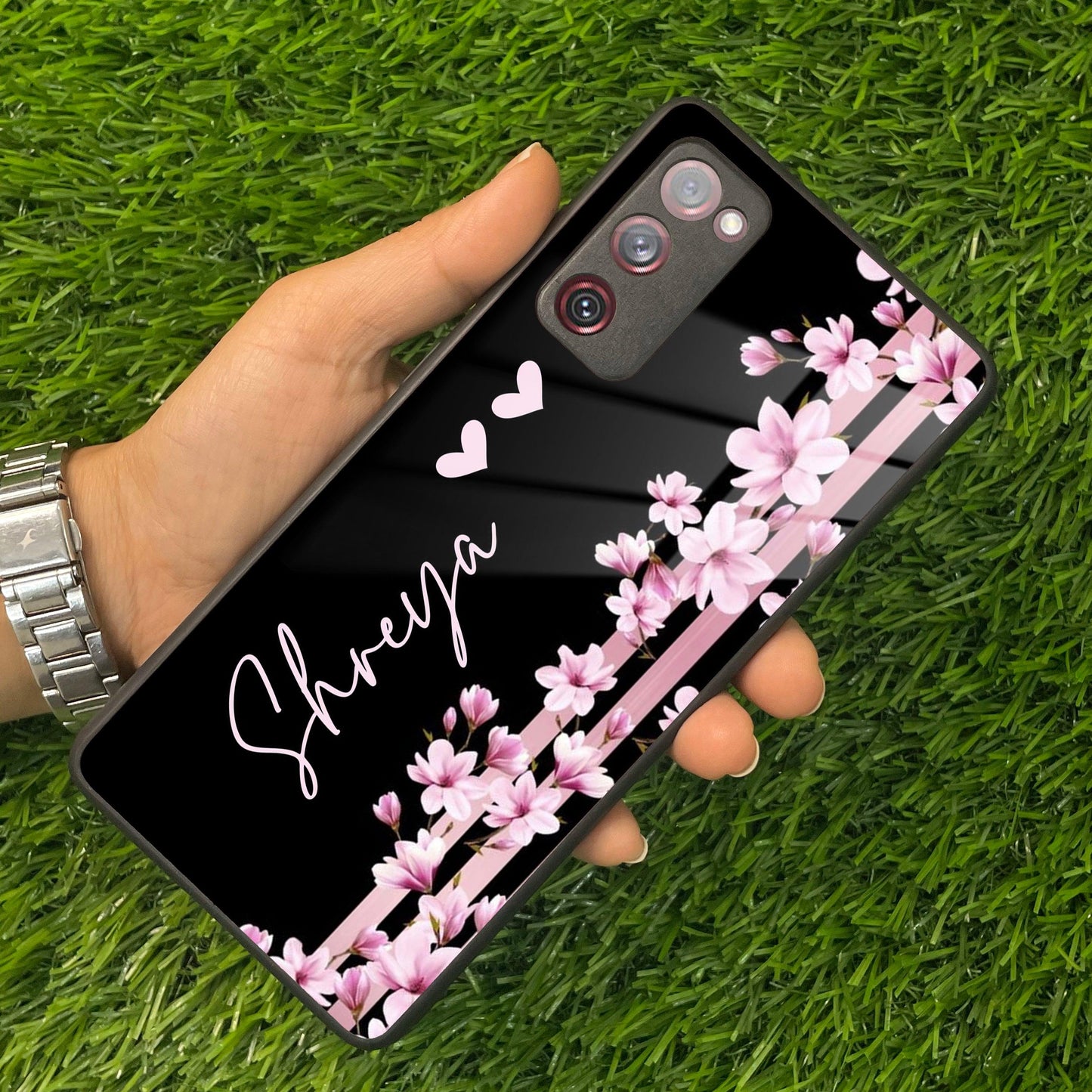 Pink Floral Glossy Metal Case Cover For Samsung - ShopOnCliQ