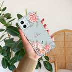 Pink Floral Transparent Silicon Case For Motorola G85 5G