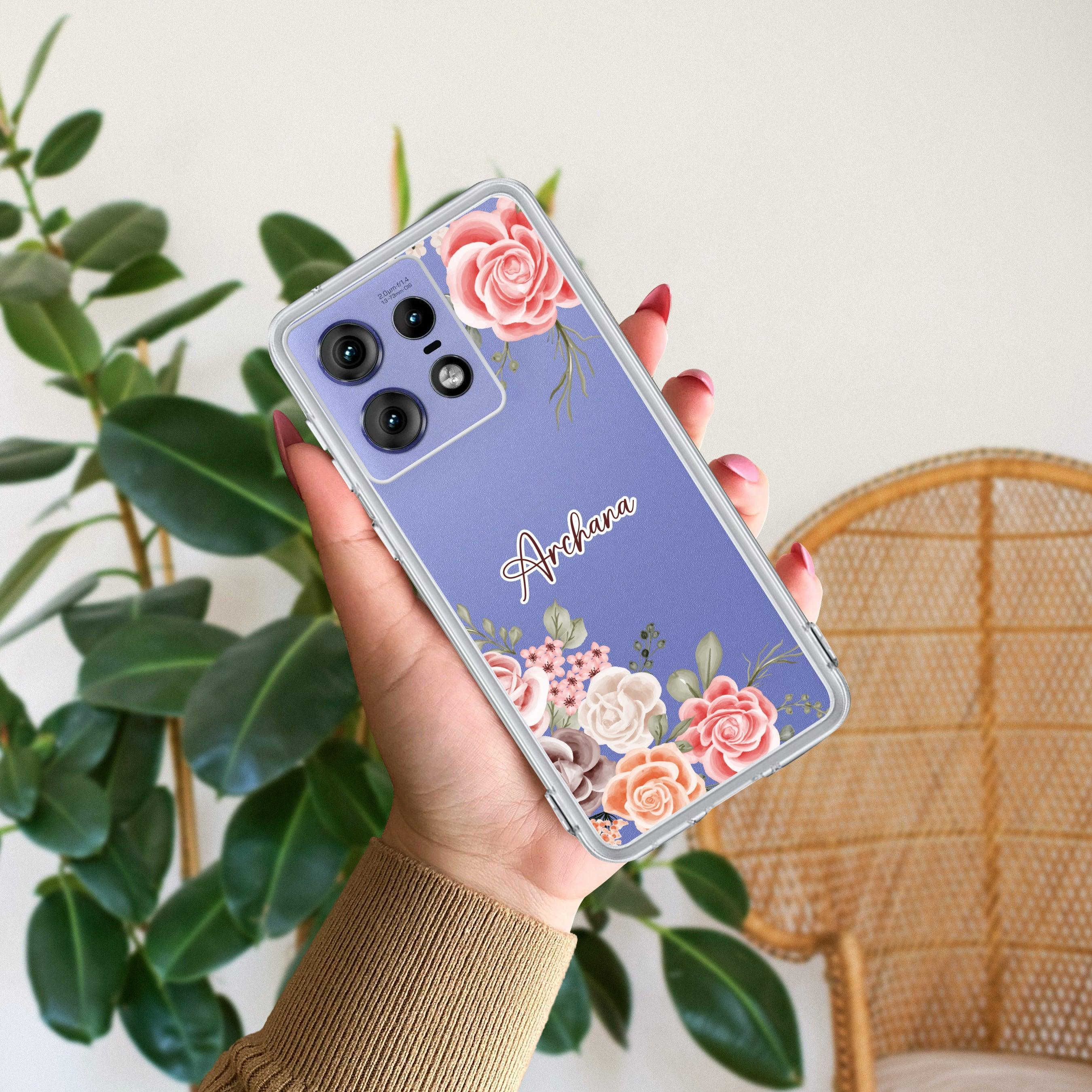 Pink Floral Anti Yellow Case For Motorola Edge 50 Pro