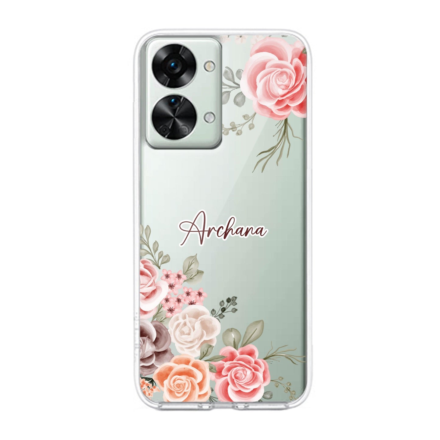 Pink Floral Transparent Silicon Case For OnePlus