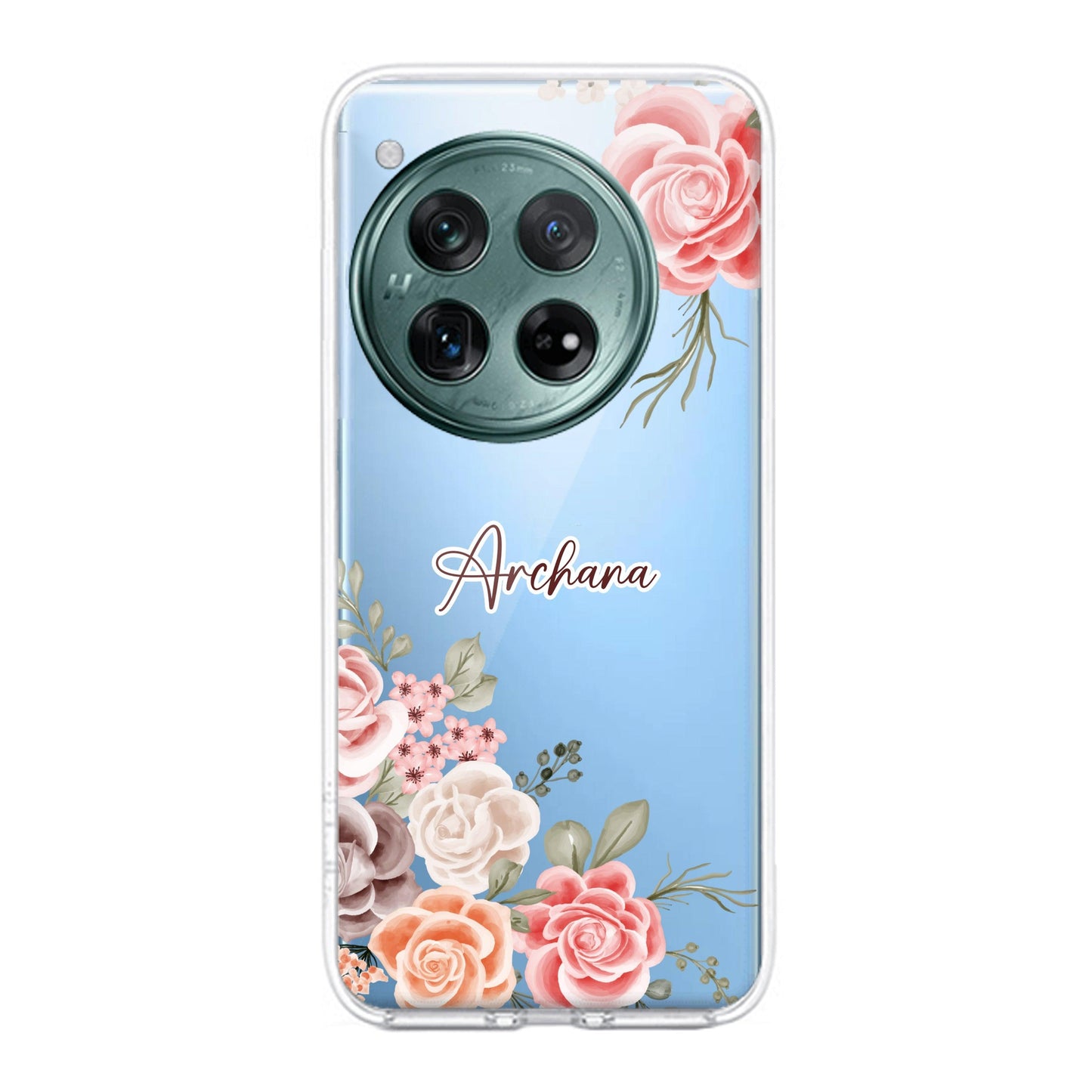 Pink Floral Transparent Silicon Case For OnePlus