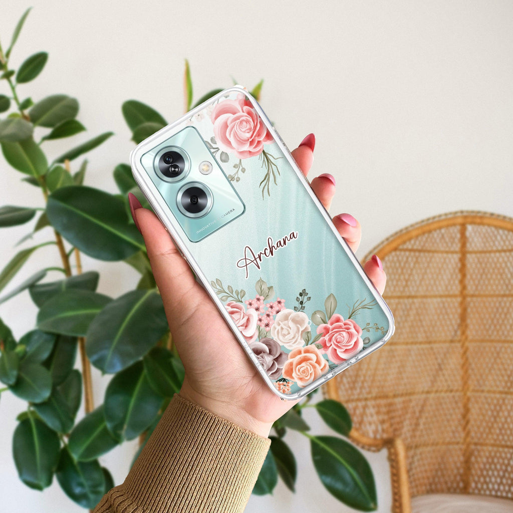 Pink Floral Anti Yellow Case For Oppo A79 5G