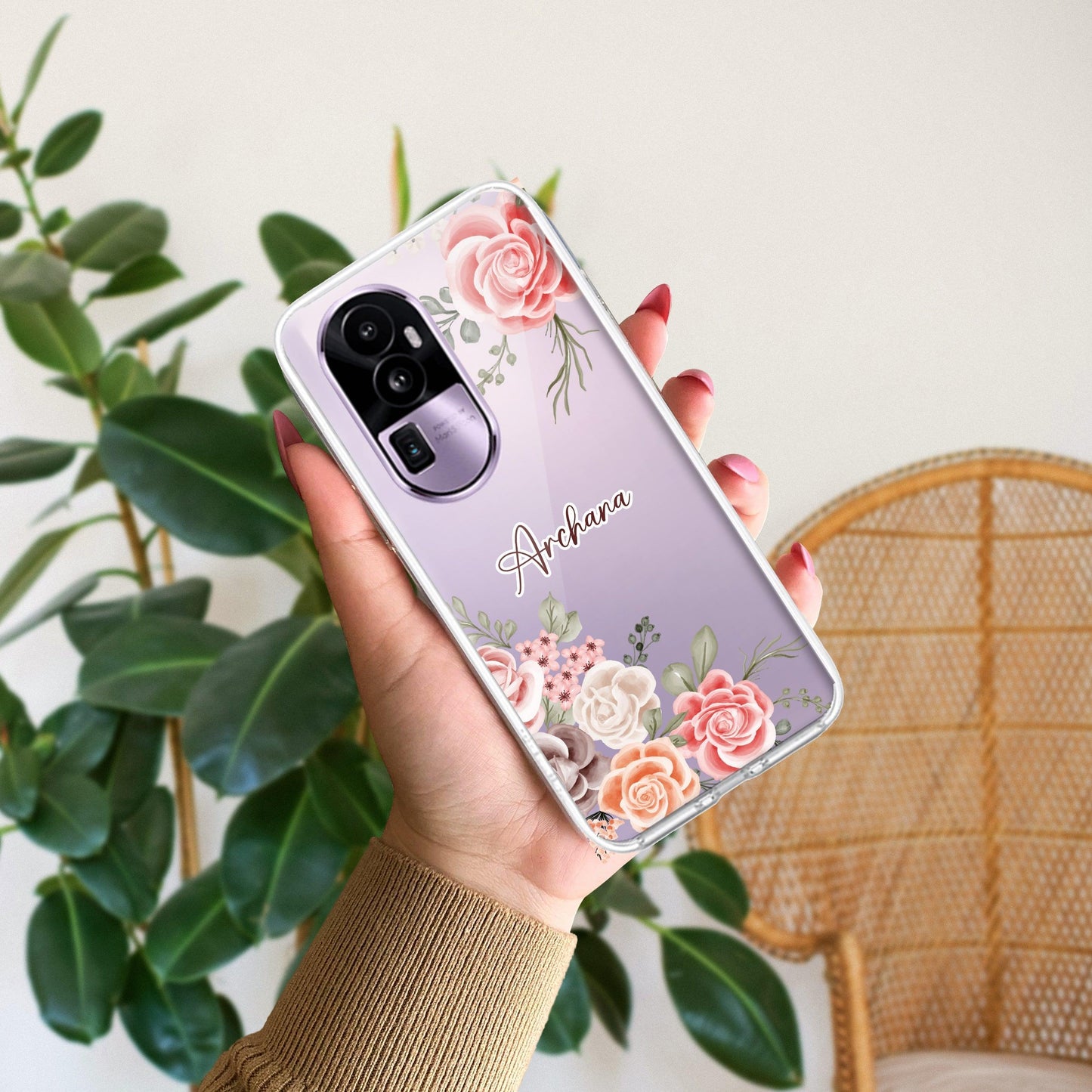 Pink Floral Transparent Silicon Case For Oppo