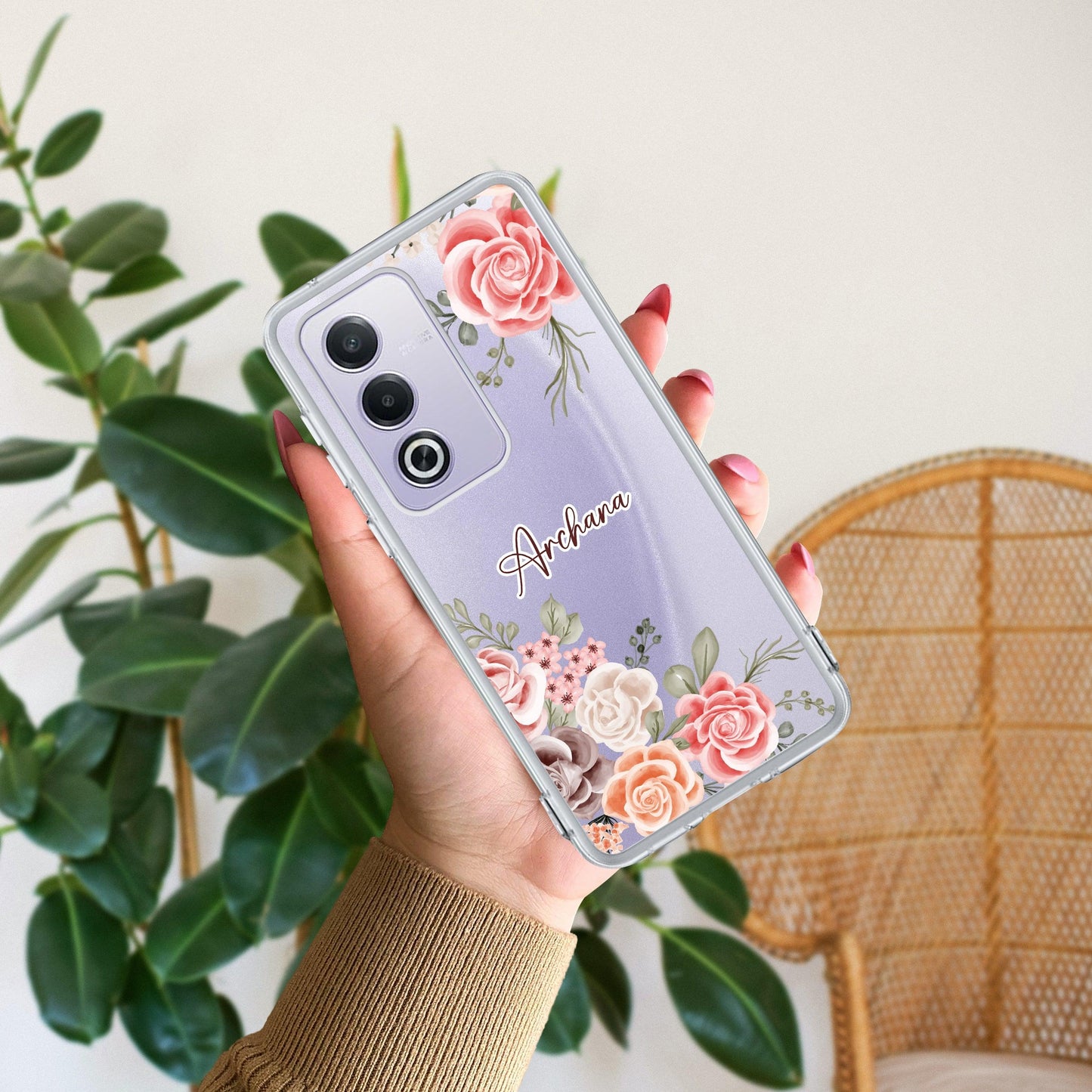 Pink Floral Transparent Silicon Case For Oppo