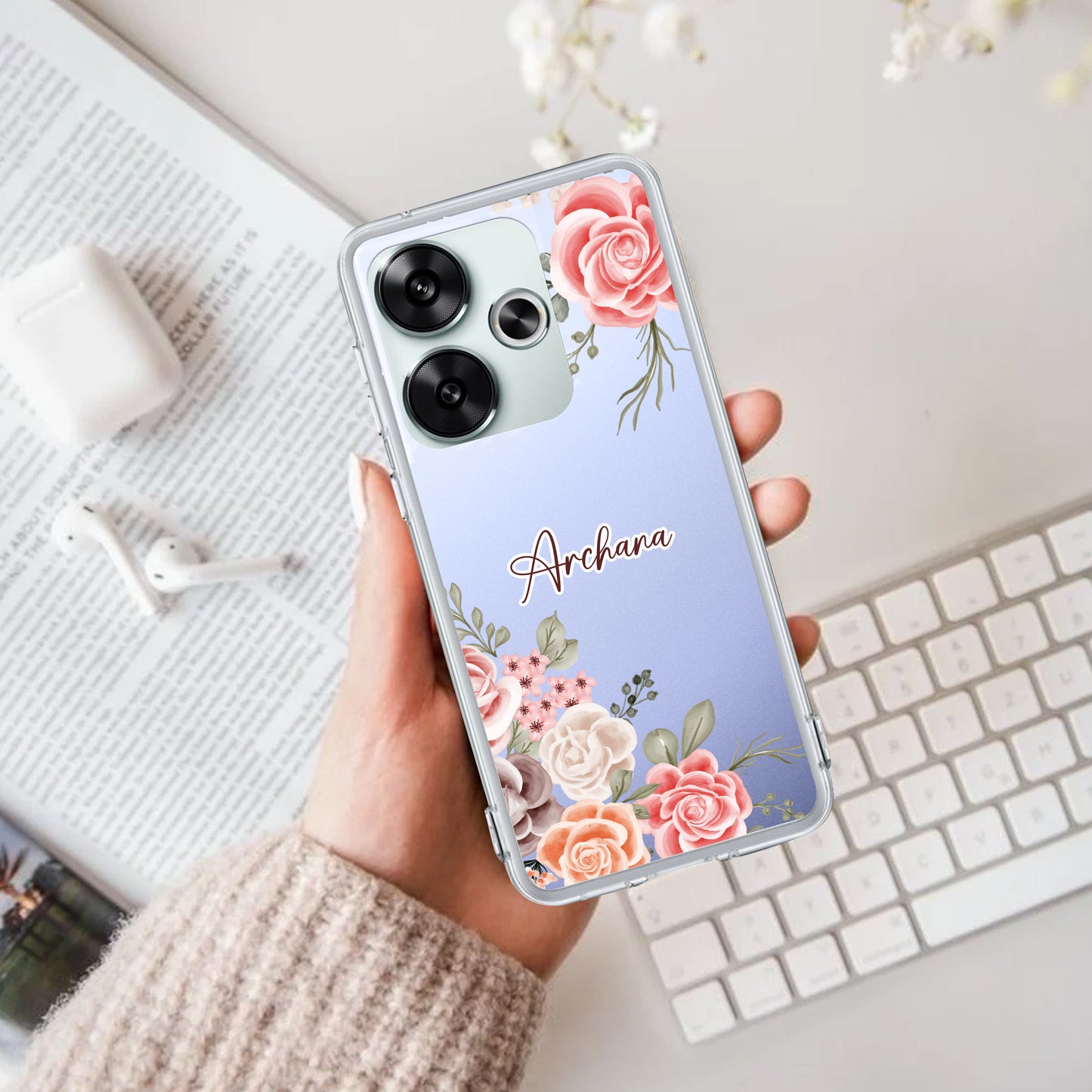 Pink Floral Transparent Silicon Case For Poco ShopOnCliQ