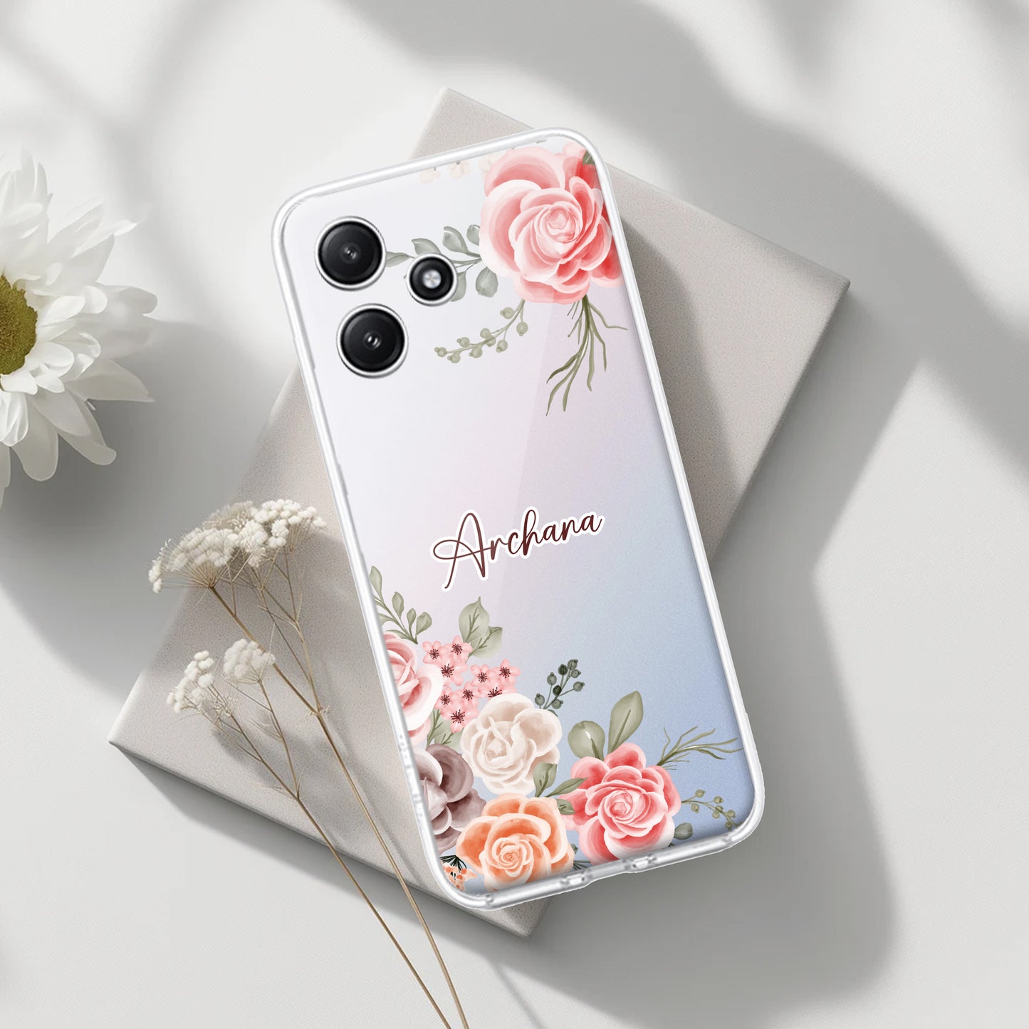 Pink Floral Transparent Silicon Case For Poco ShopOnCliQ