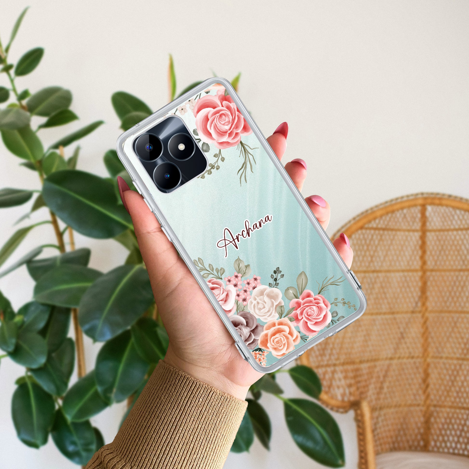 Pink Floral Transparent Silicon Case For Realme/Narzo ShopOnCliQ