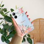 Pink Floral Transparent Silicon Case For Realme Narzo N65 5G