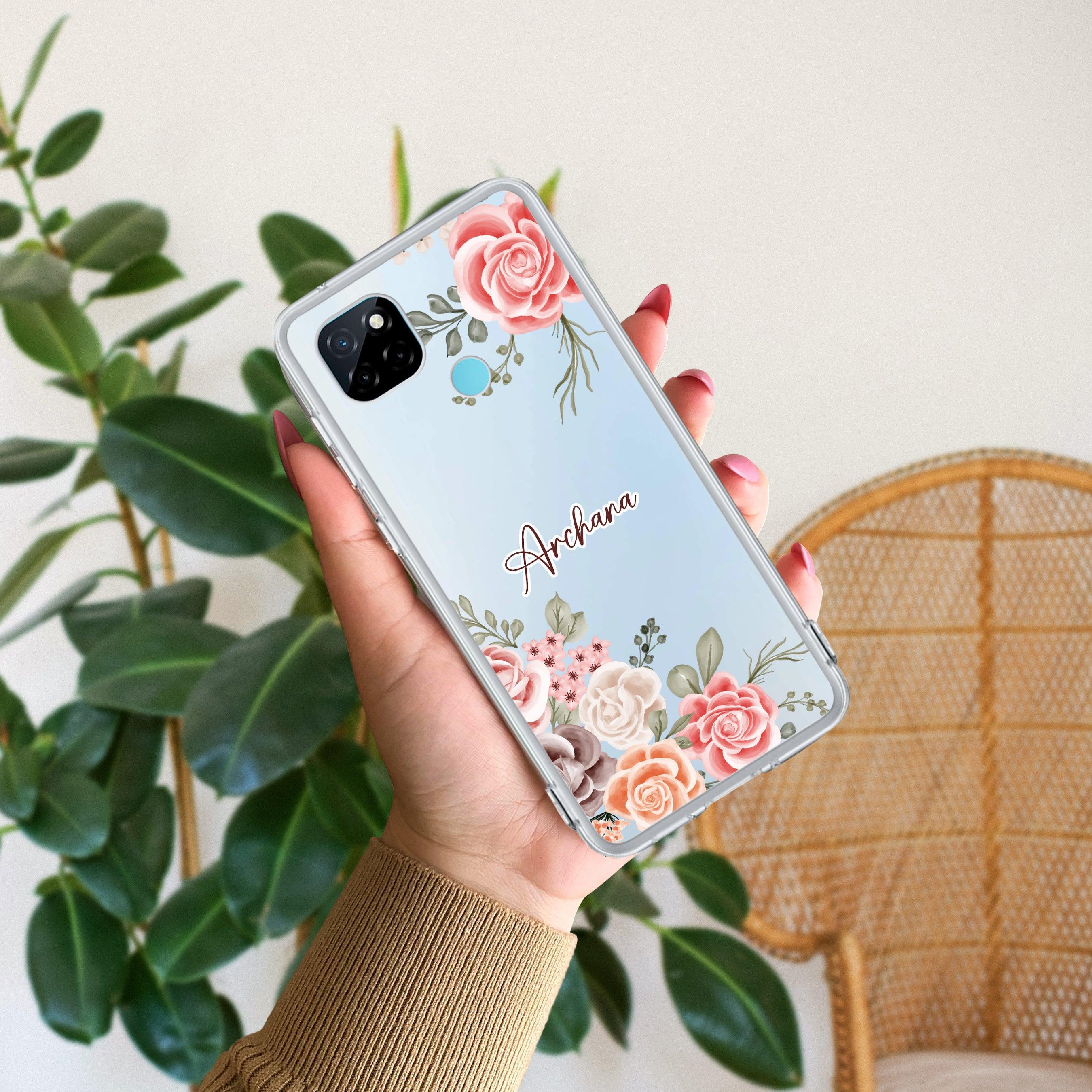 Pink Floral Transparent Silicon Case For Realme P3 Pro 5G