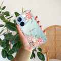 Pink Floral Transparent Silicon Case For Realme P2 Pro 5G