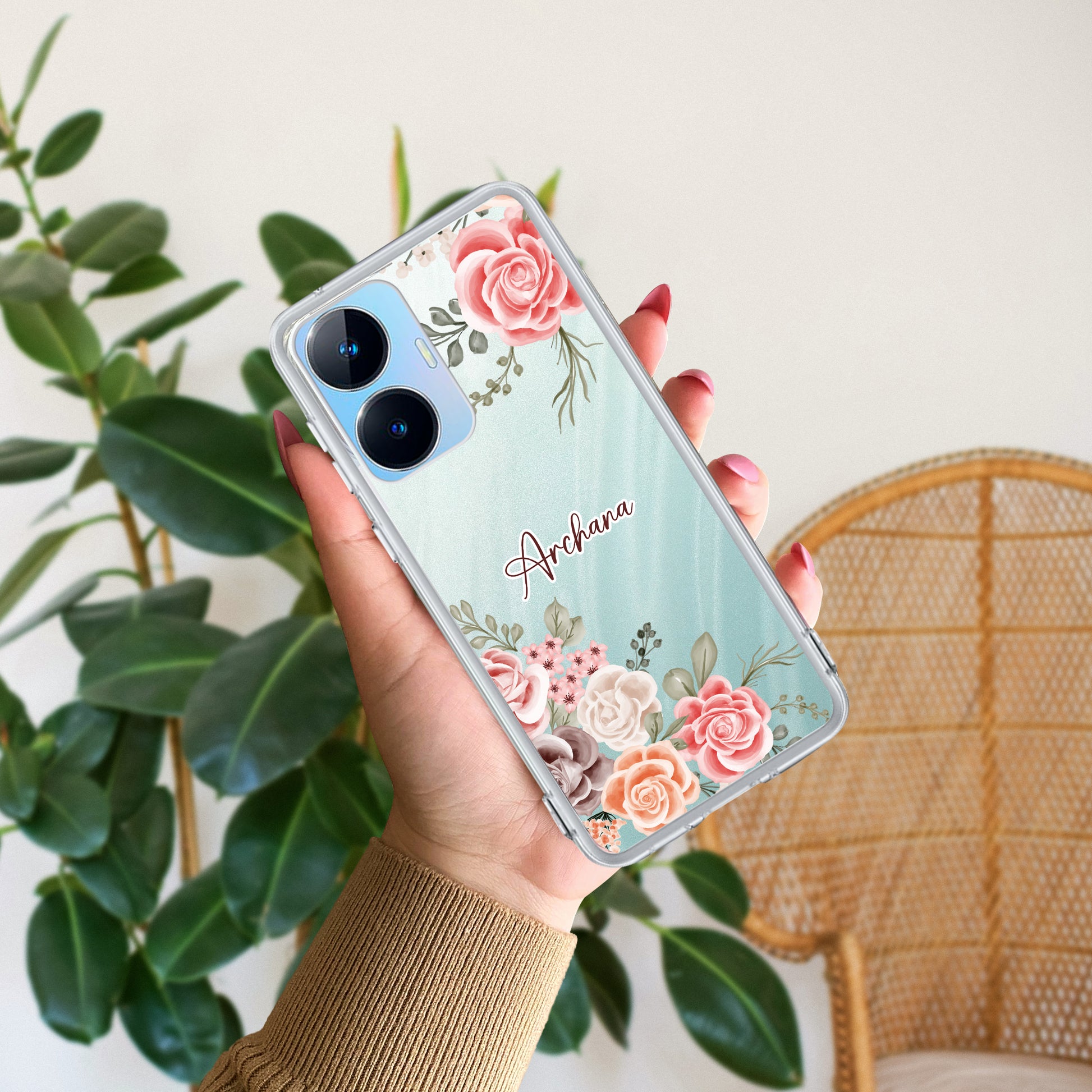 Pink Floral Transparent Silicon Case For Realme/Narzo ShopOnCliQ