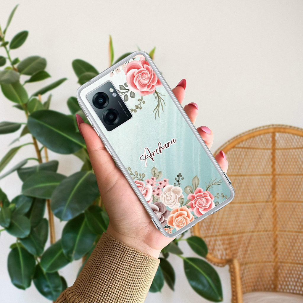 Pink Floral Anti Yelllow Case For Realme Narzo 50 5G