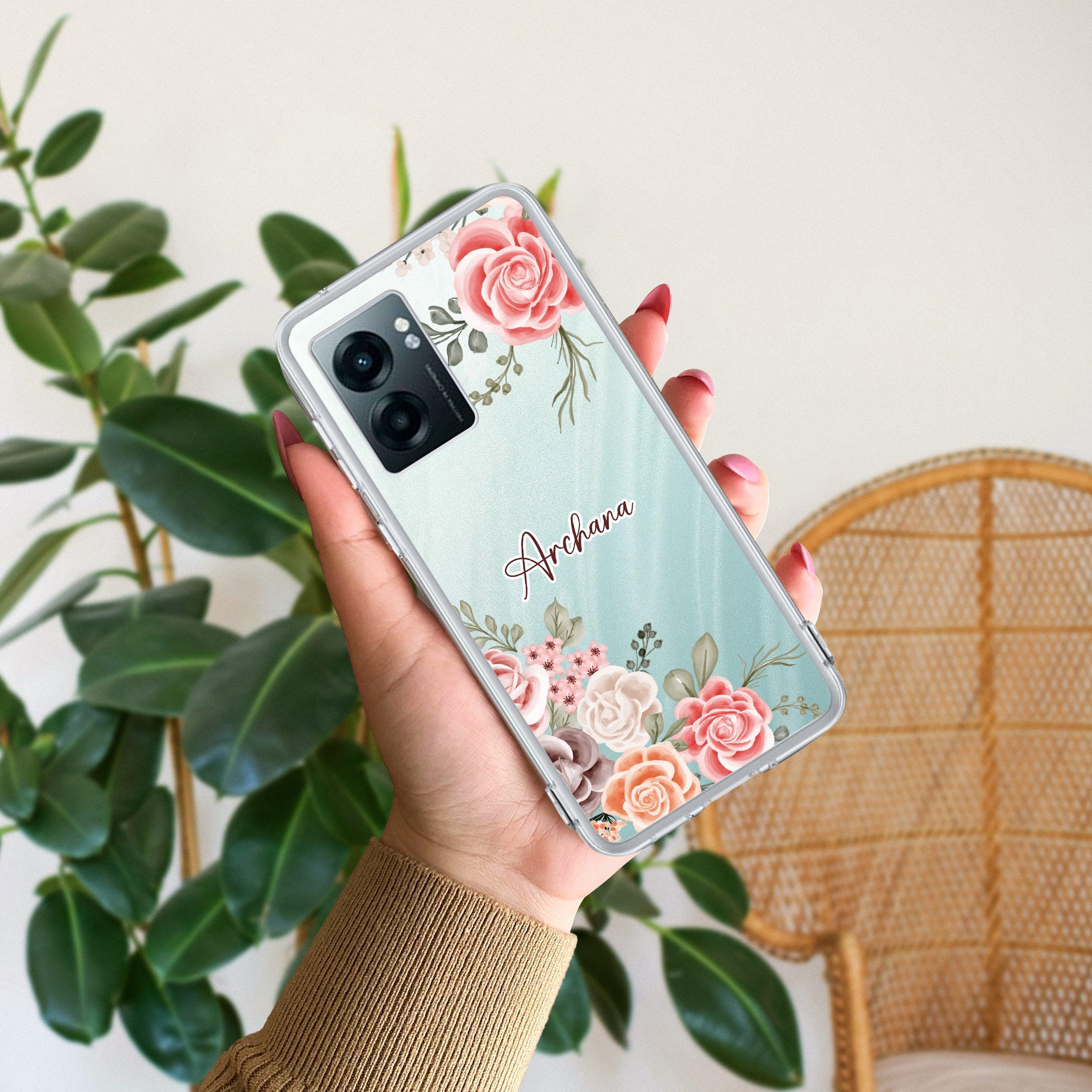 Pink Floral Anti Yelllow Case For Realme Narzo 50 5G