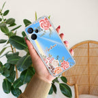 Pink Floral Transparent Silicon Case For Realme 14 Pro Lite 5G