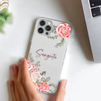 Pink Floral Transparent Silicon Case For Realme 14x 5G