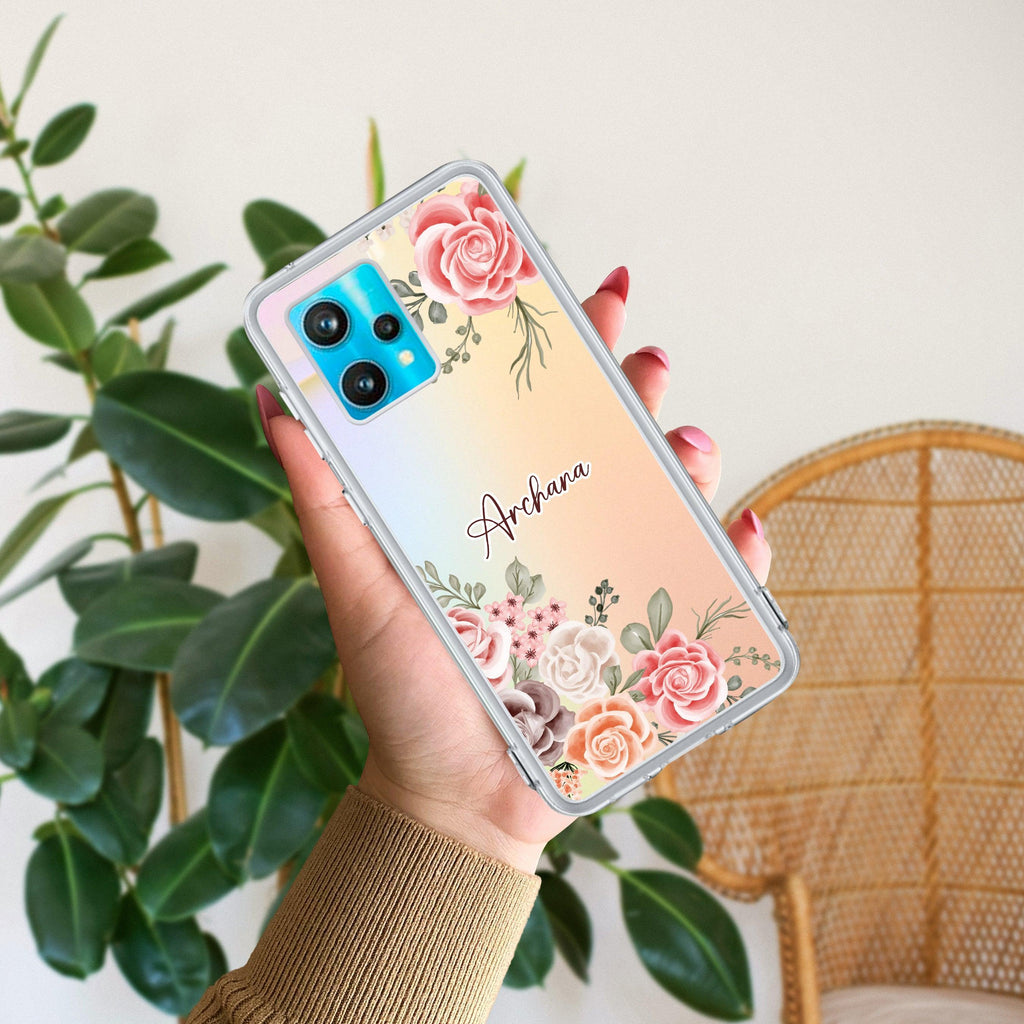 Pink Floral Anti Yelllow Case For Realme 9 Pro Plus 5G / Realme Narzo 50 Pro (5G) / Realme 9 4G