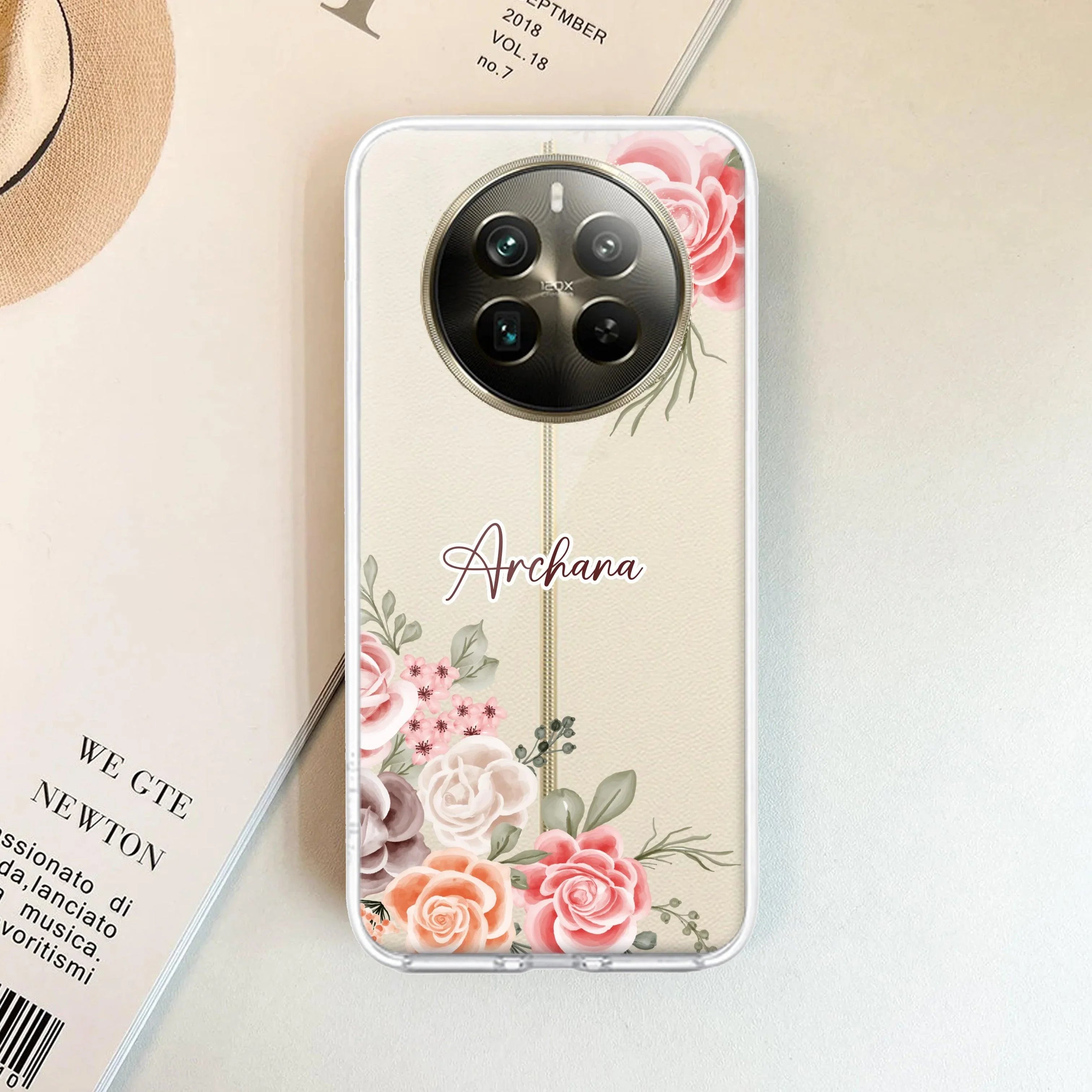 Pink Floral Transparent Silicon Case For Realme C75 5G