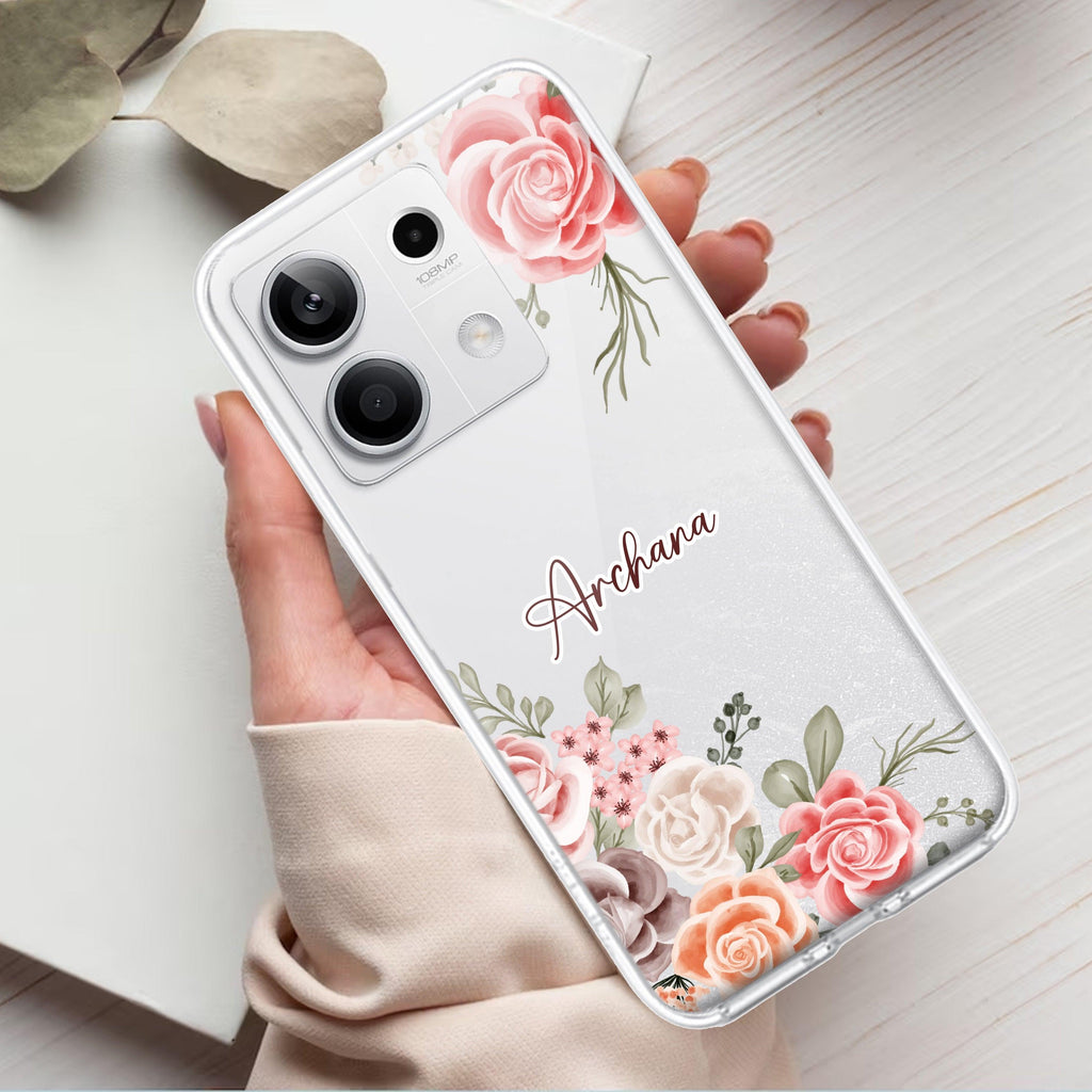 Pink Floral Transparent Silicon Case For Redmi/Xiaomi - ShopOnCliQ
