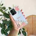 Pink Floral Transparent Silicon Case For Redmi 13C 4G