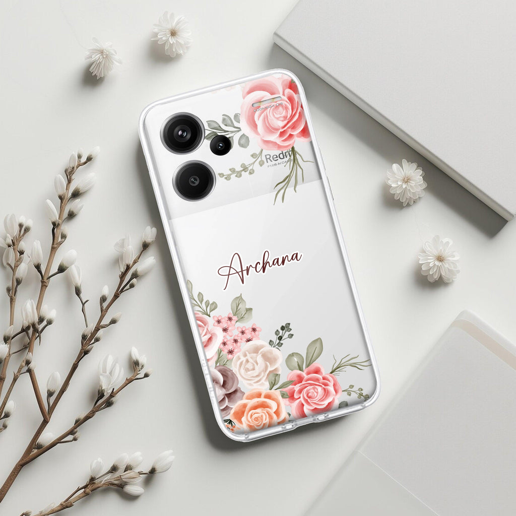 Pink Floral Transparent Silicon Case For Redmi/Xiaomi - ShopOnCliQ
