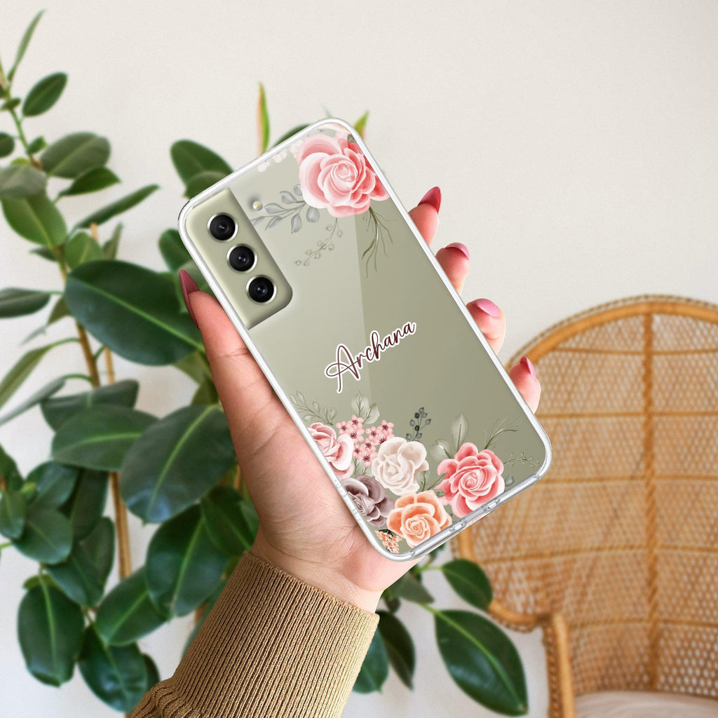 Pink Floral Anti Yellow Case For Samsung Galaxy S21 FE 5G