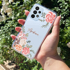 Pink Floral Transparent Silicon Case For Samsung Galaxy A12 / M12 / F12