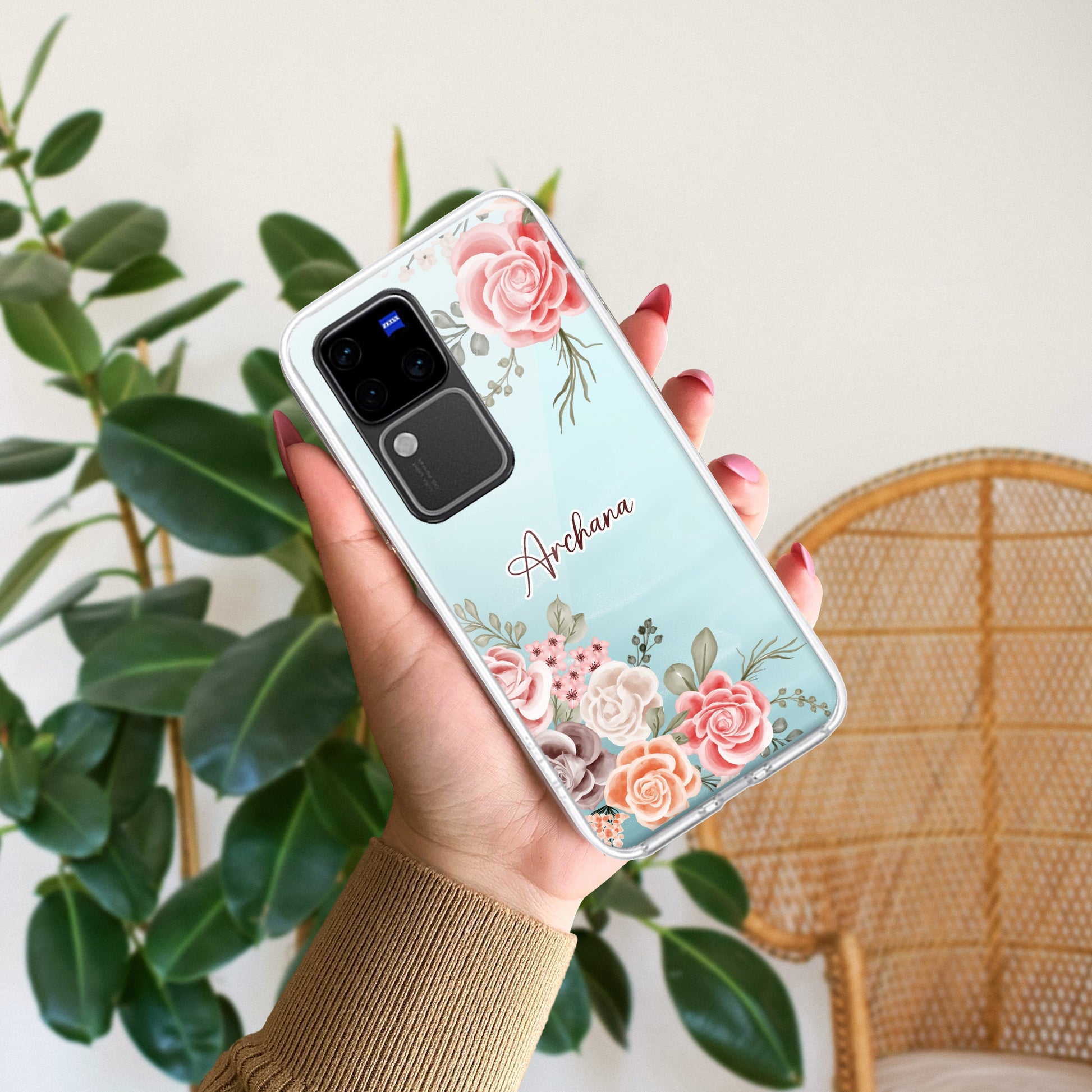 Pink Floral Transparent Silicon Case For Vivo ShopOnCliQ