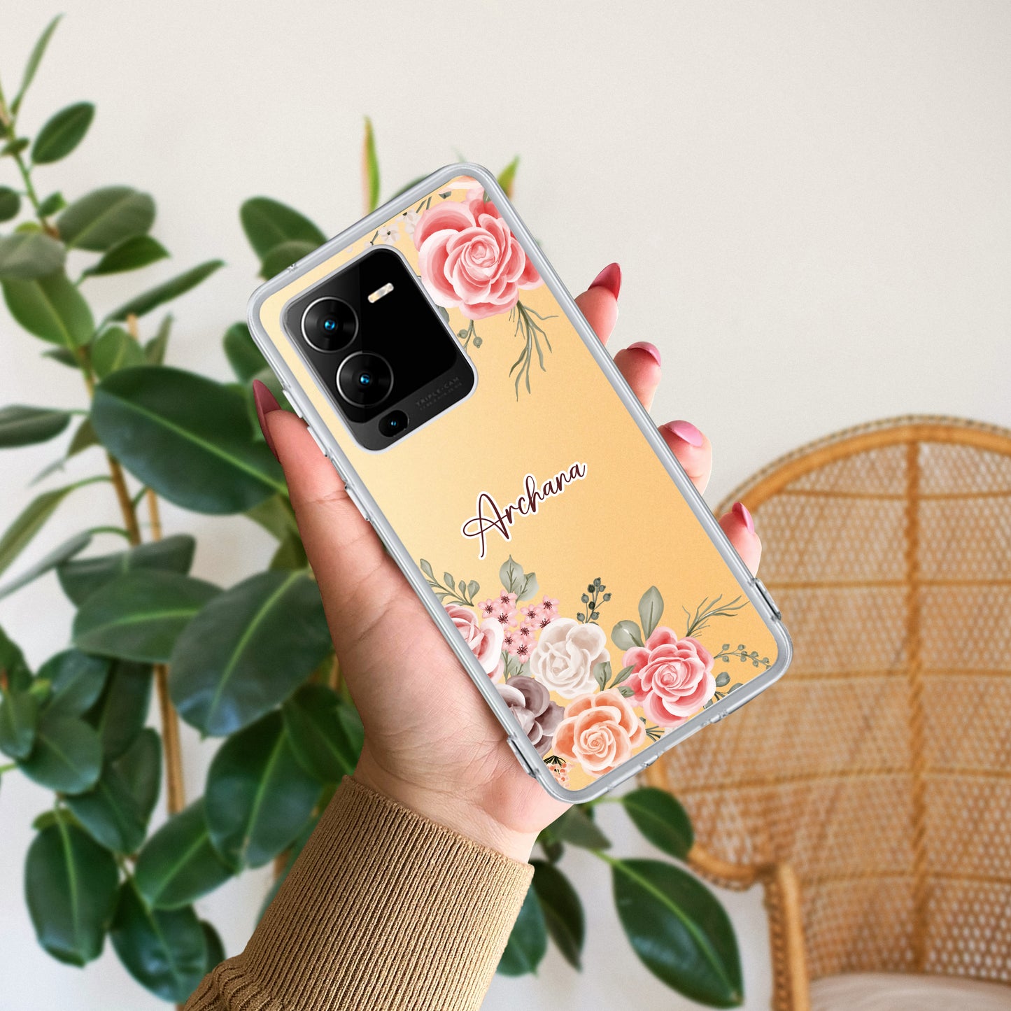 Pink Floral Transparent Silicon Case For Vivo ShopOnCliQ