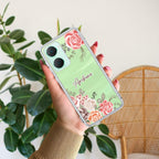 Pink Floral Transparent Silicon Case For Vivo V29 5G