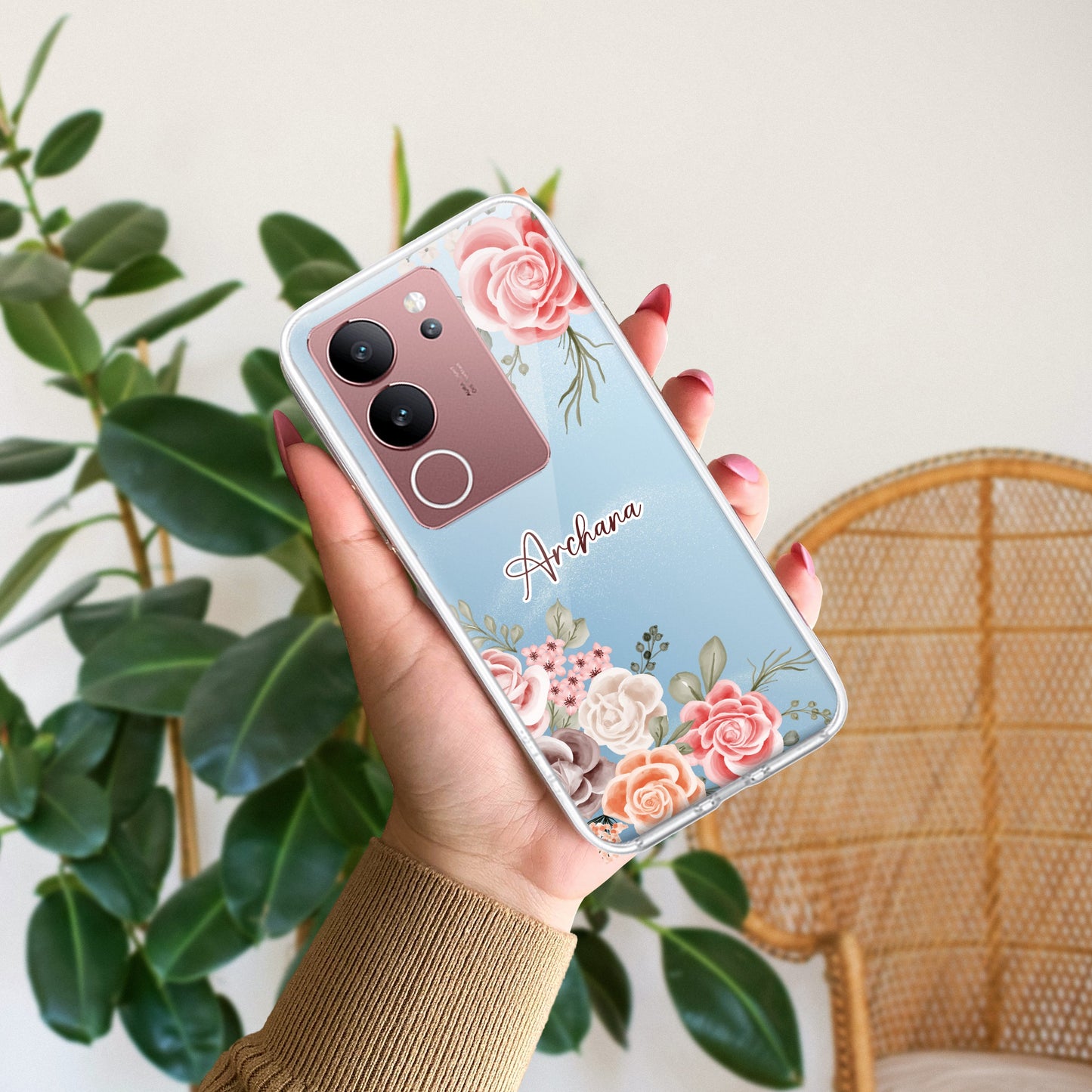 Pink Floral Transparent Silicon Case For Vivo ShopOnCliQ