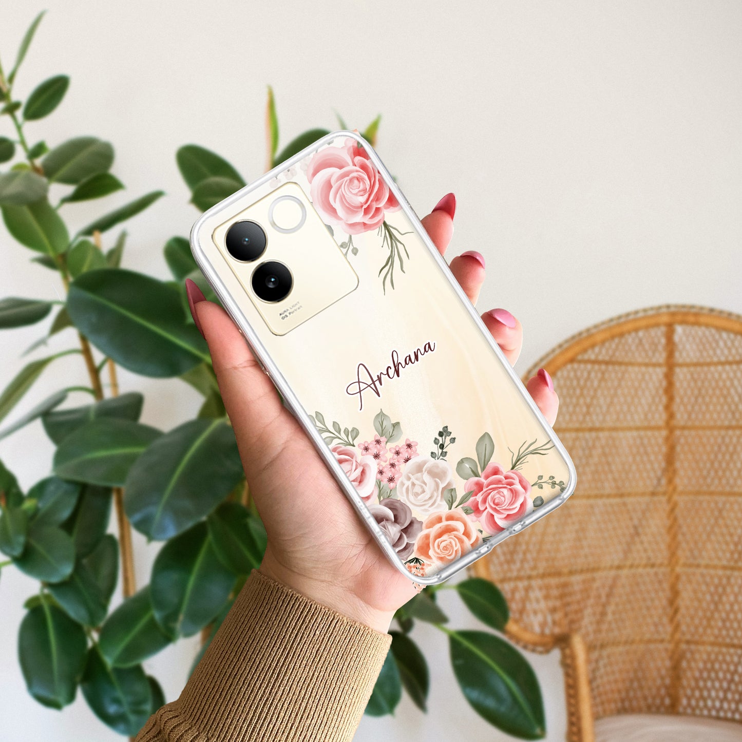 Pink Floral Transparent Silicon Case For Vivo ShopOnCliQ