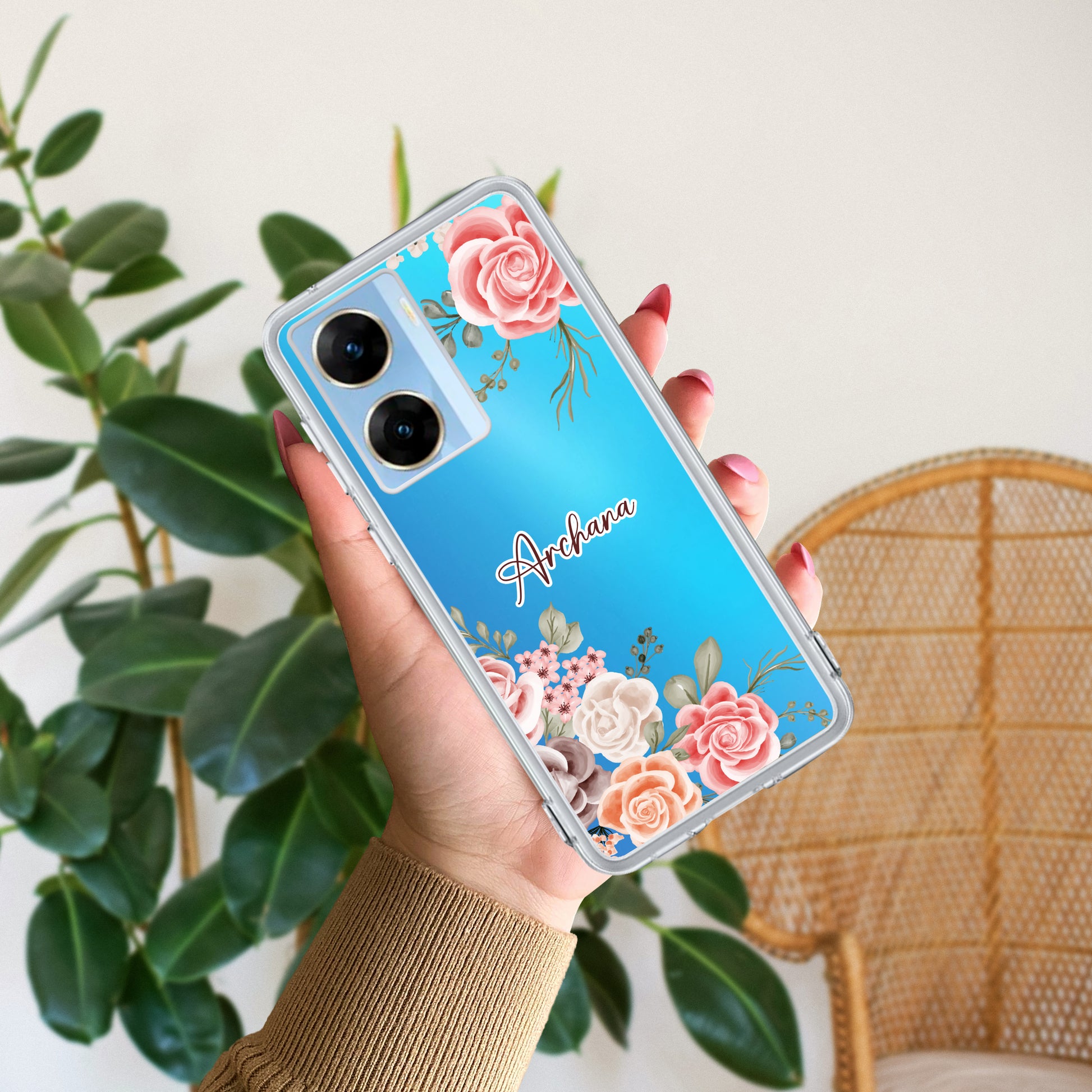 Pink Floral Transparent Silicon Case For Vivo ShopOnCliQ