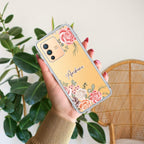 Pink Floral Transparent Silicon Case For Vivo V23E