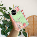 Pink Floral Transparent Silicon Case For Vivo X90 Pro 5G