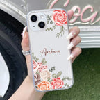 Pink Floral Transparent Silicon Case For iPhone