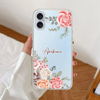 Pink Floral Anti Yellow Clear Case For iPhone 16 Plus