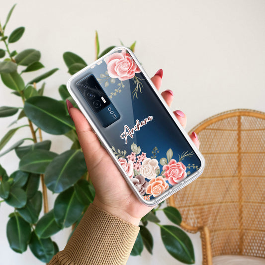 Pink Floral Transparent Silicon Case For iQOO ShopOnCliQ