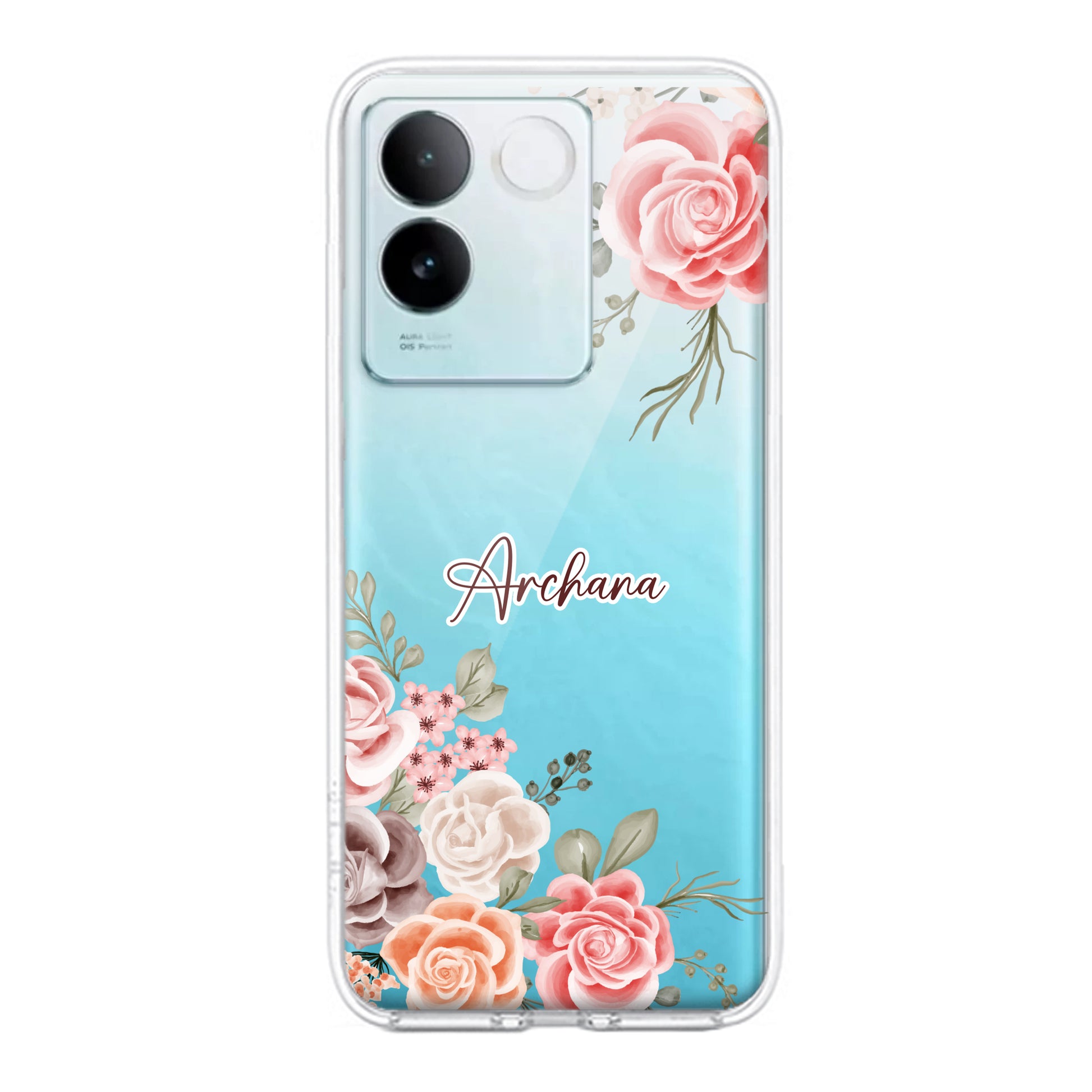 Pink Floral Transparent Silicon Case For iQOO ShopOnCliQ