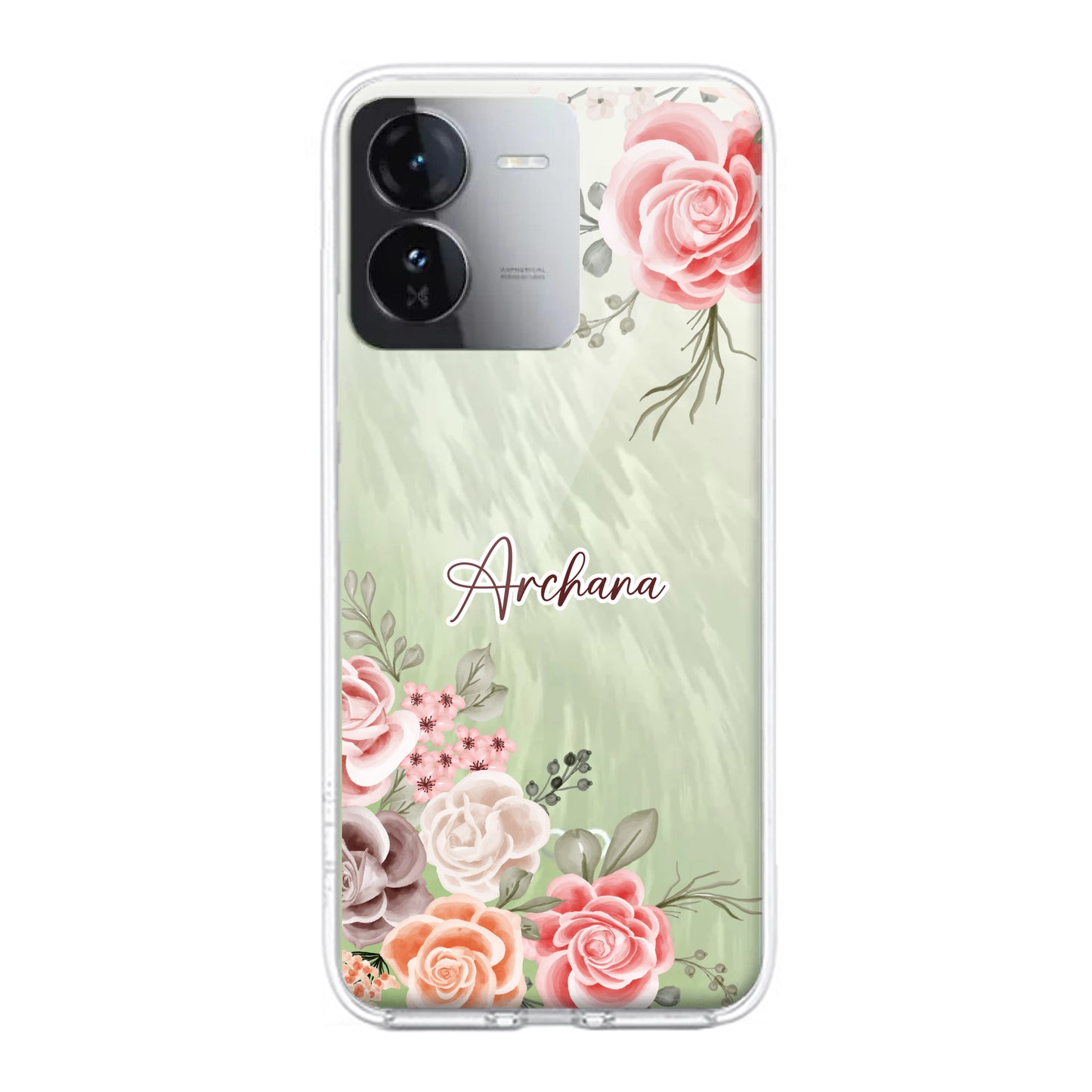 Pink Floral Transparent Silicon Case For iQOO ShopOnCliQ