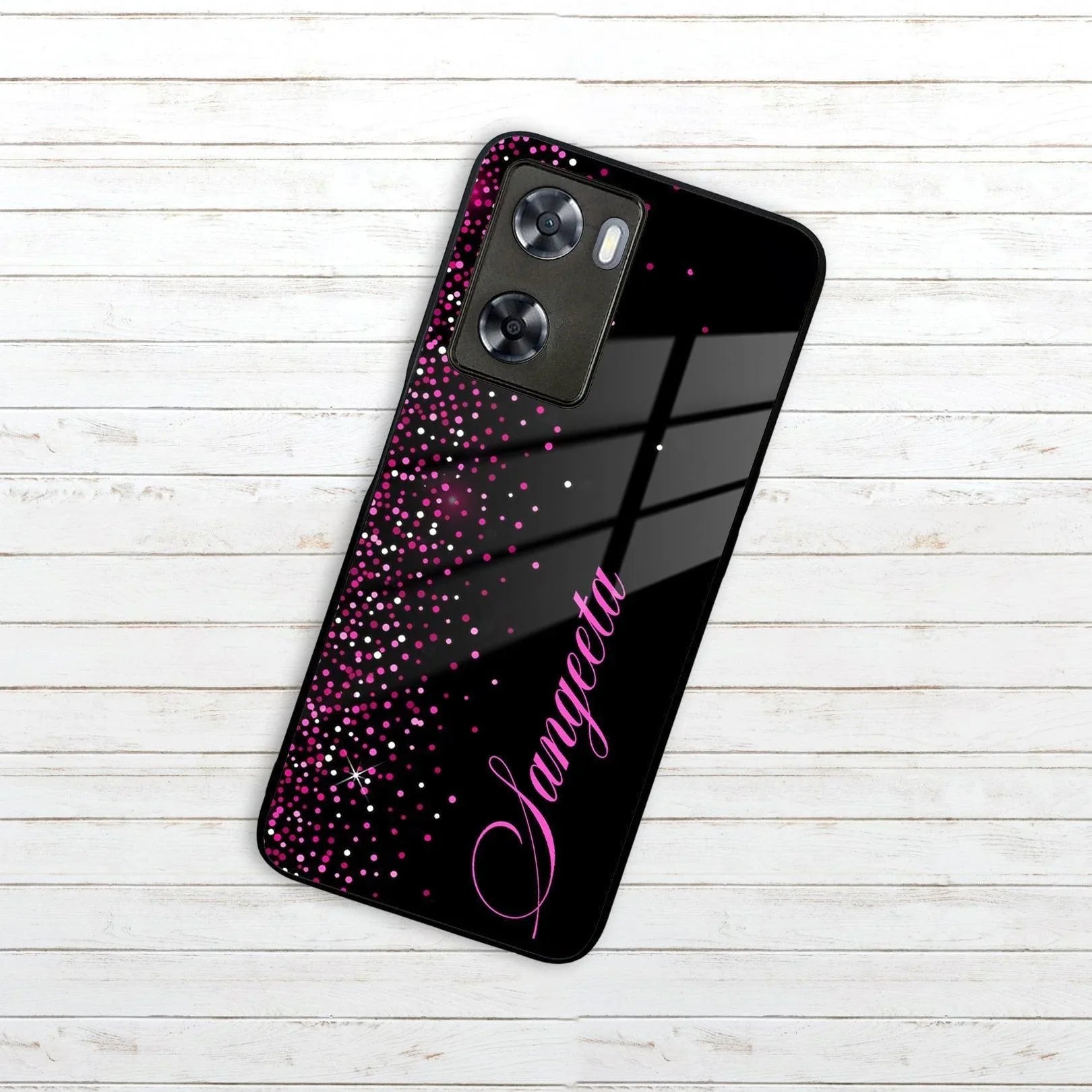 Pink Glitter Customize Glass Case Cover For Oppo - ShopOnCliQ