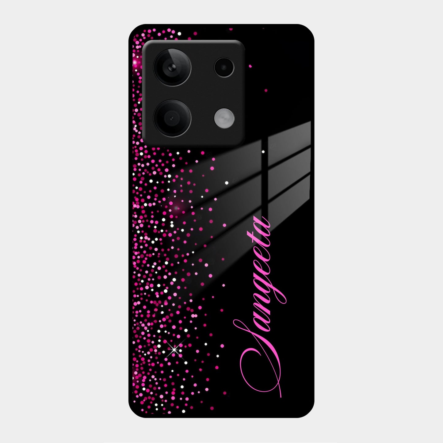 Pink Glitter Customize Glass Case Cover For Poco