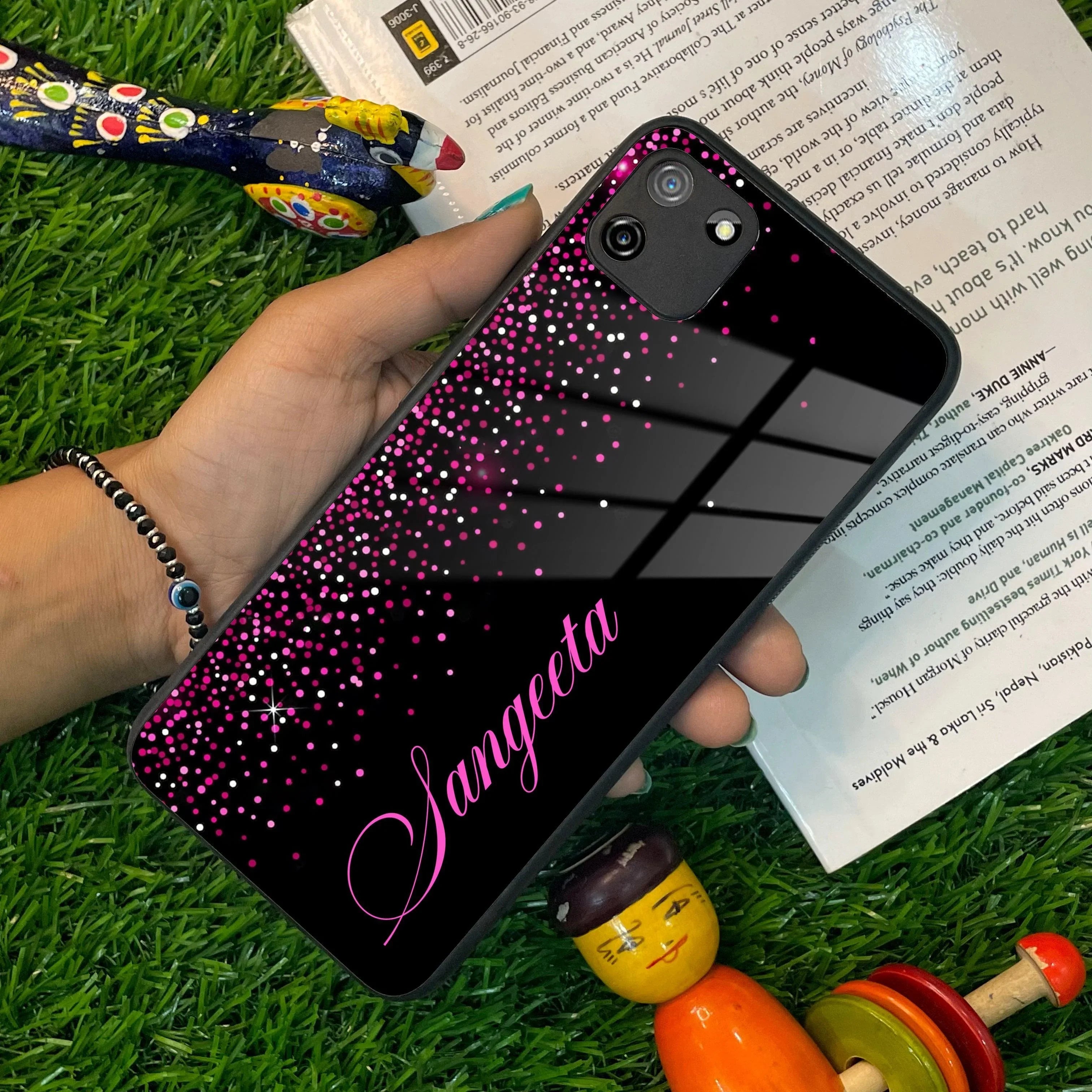 Pink Glitter Customize Glass Case Cover For Realme/Narzo - ShopOnCliQ