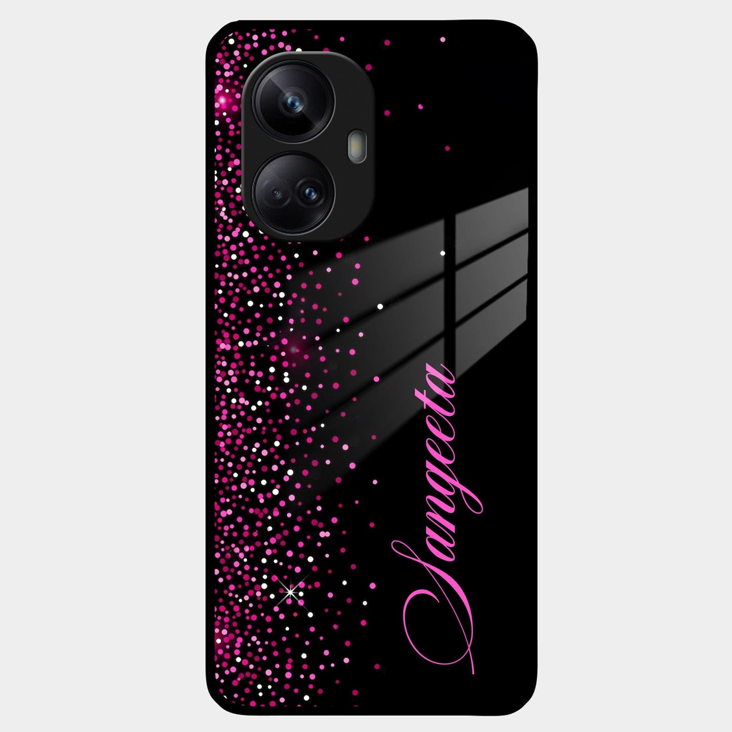 Pink Glitter Customize Glass Case Cover For Realme/Narzo