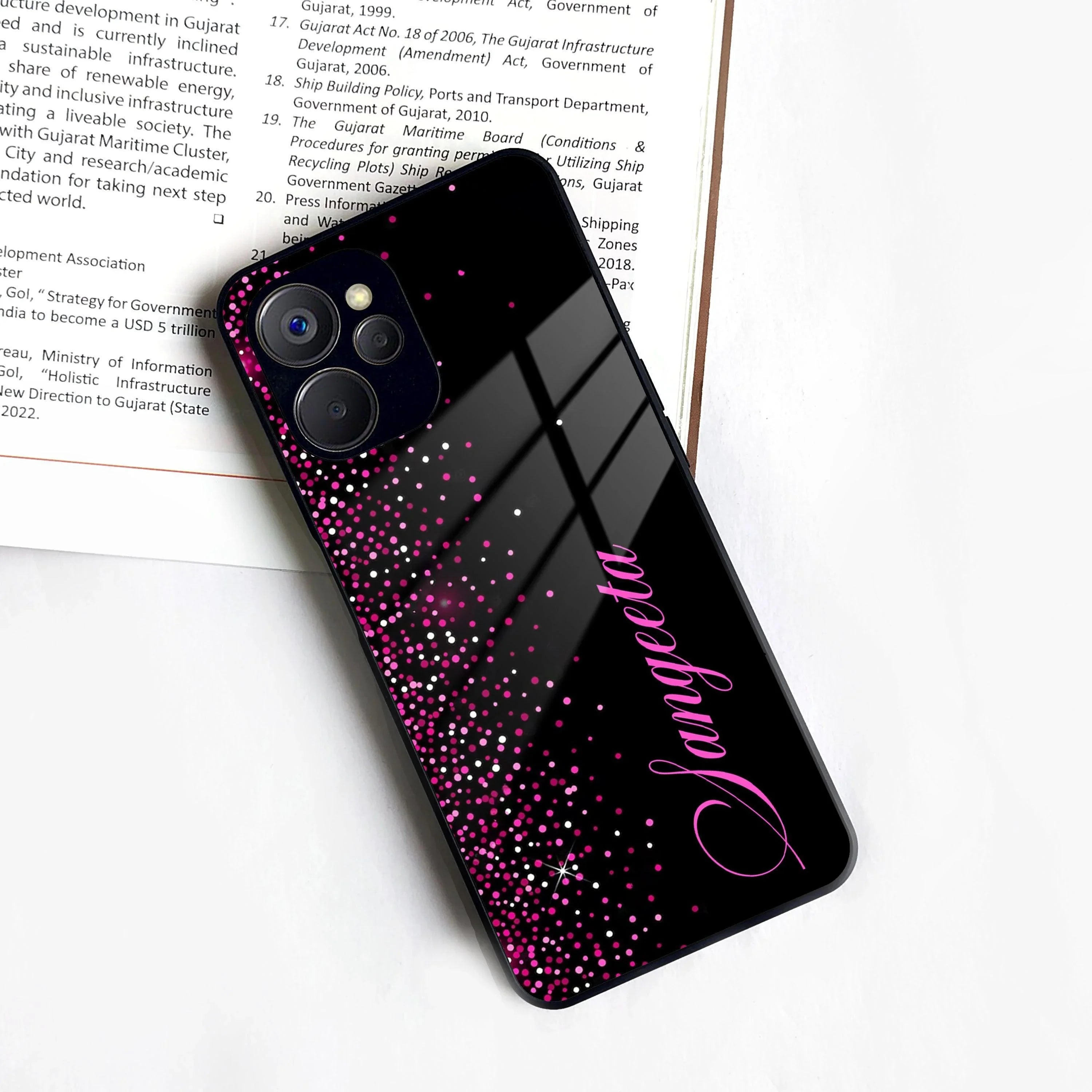Pink Glitter Customize Glass Case Cover For Realme/Narzo - ShopOnCliQ