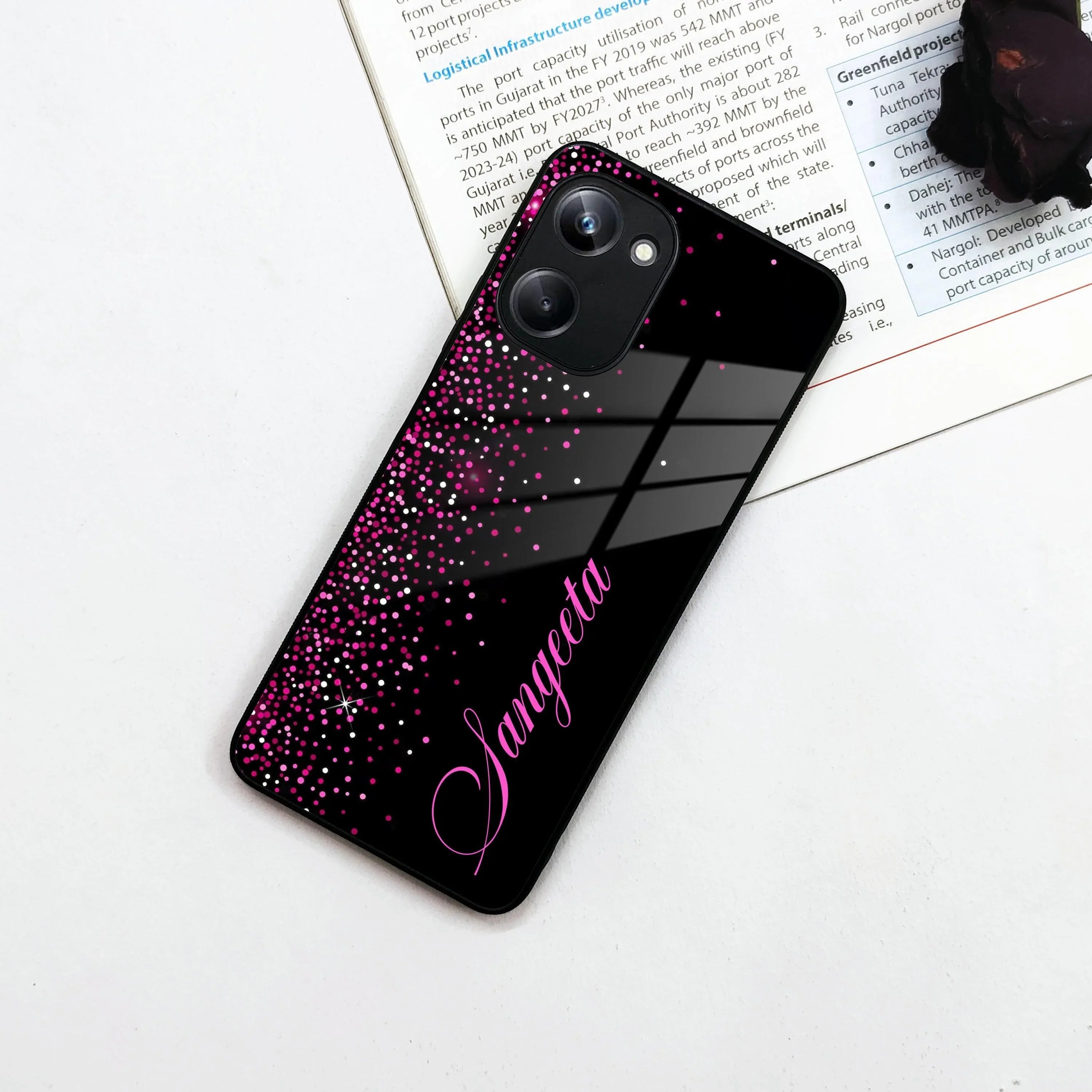 Pink Glitter Customize Glass Case Cover For Realme/Narzo - ShopOnCliQ
