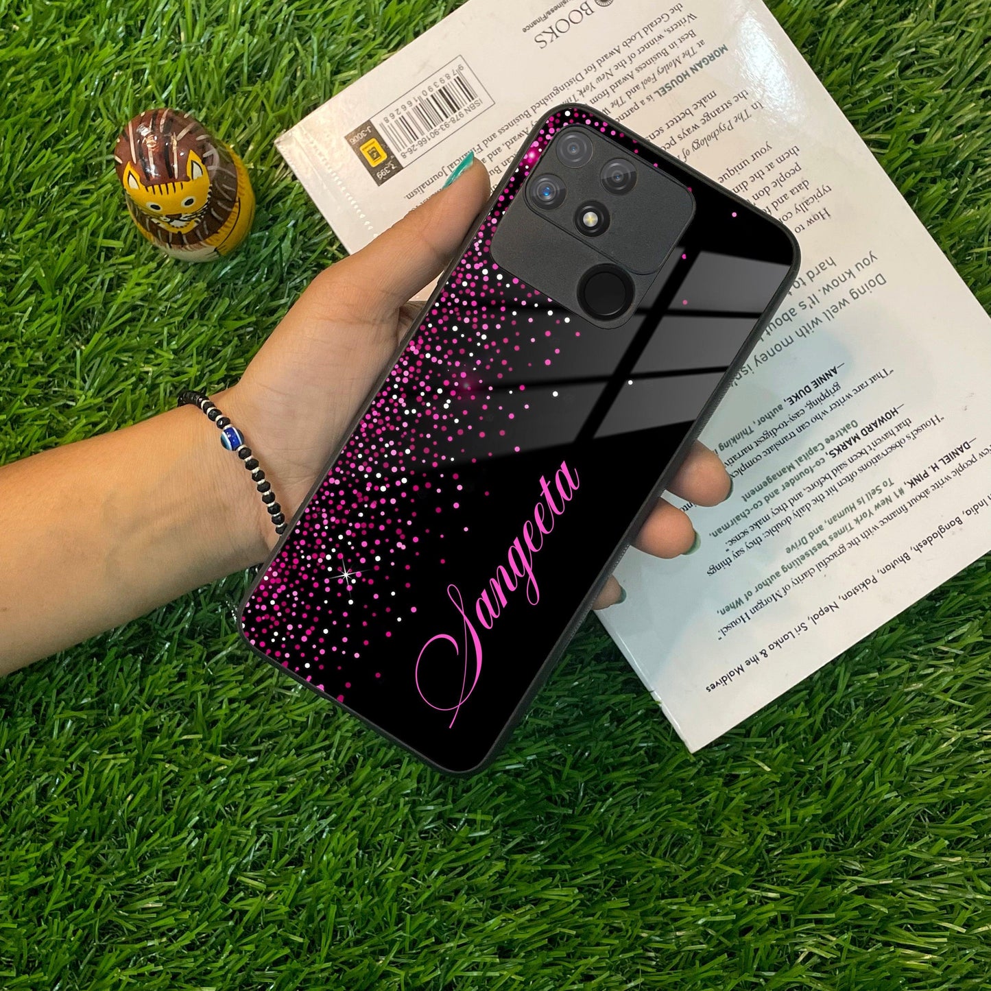 Pink Glitter Customize Glass Case Cover For Realme/Narzo