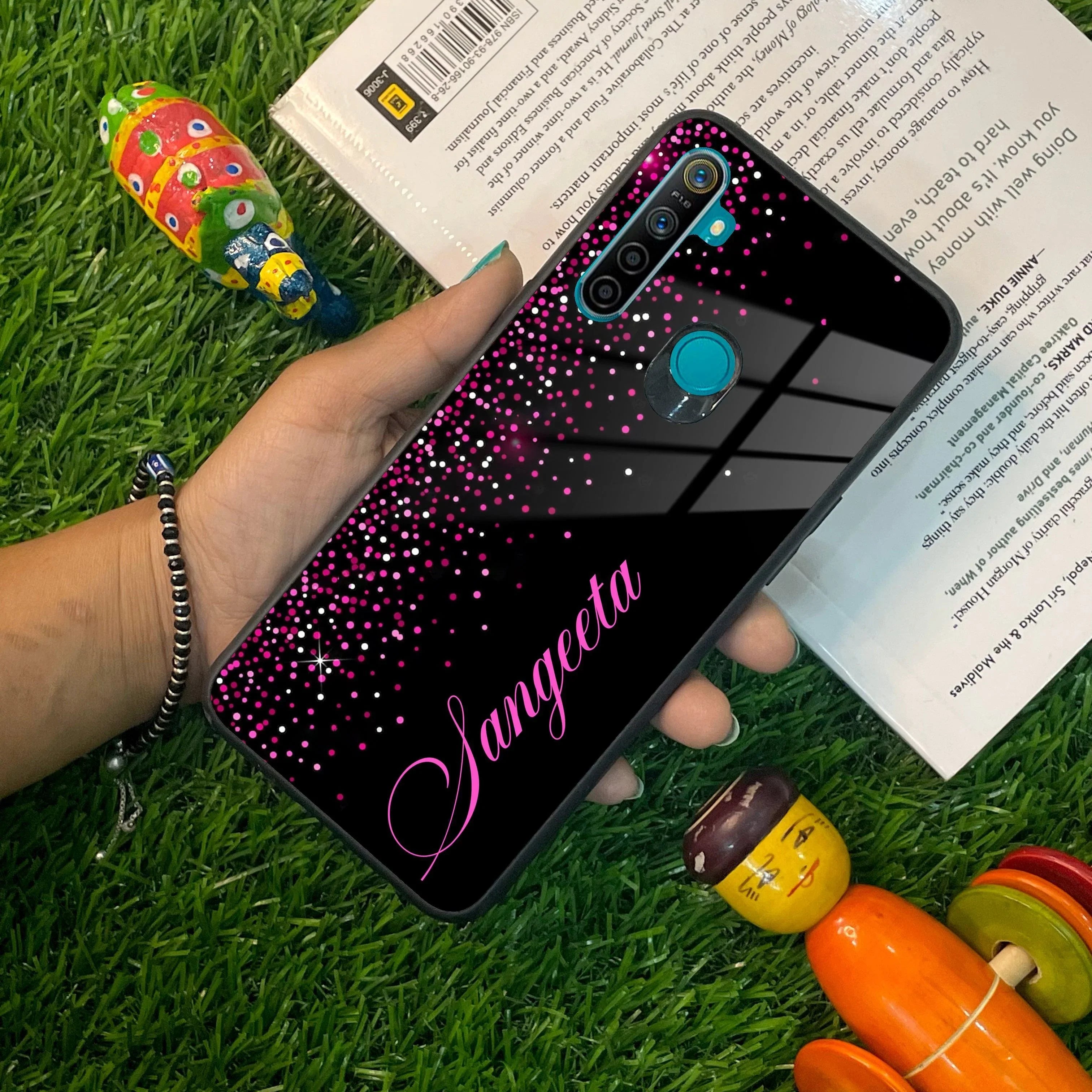 Pink Glitter Customize Glass Case Cover For Realme/Narzo - ShopOnCliQ